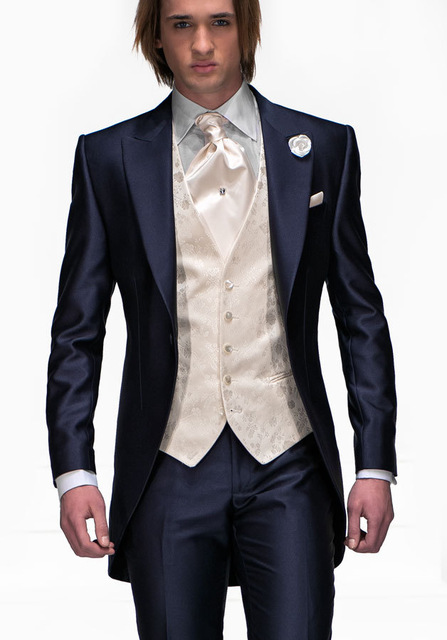 

High Quality Peak Lapel Groomsmen One Button Groom Tuxedos Men Suits Wedding/Prom/Dinner Best Man Blazer(Jacket+Pants+Vest+Tie) B01, Same as image