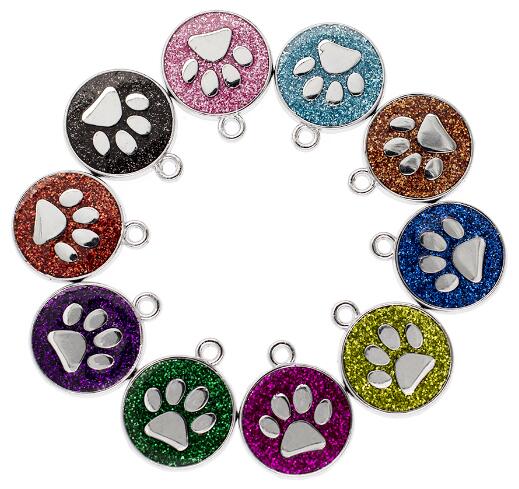 

20PCS/lot Colors 18mm Cat Dog paw prints footprint hang pendant charms fit for diy phone strips keychains bag fashion jewelrys