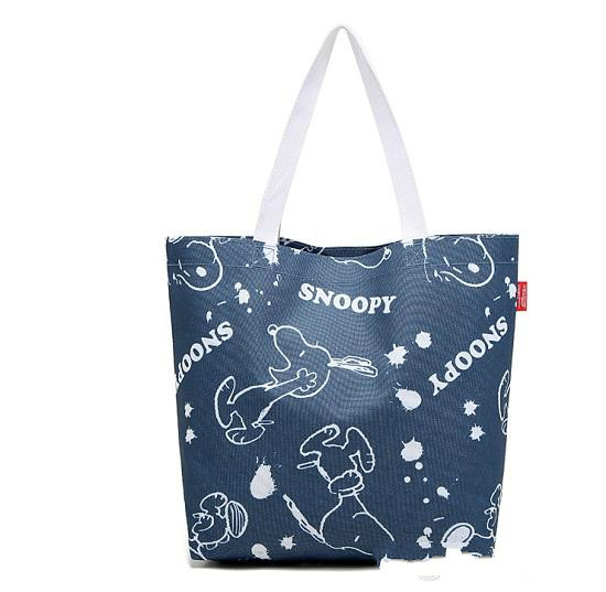 

2017 Hot Sales Free shipping Denim Blue Snoopy waterproof Canvas reusable shopping bags, Sky blue