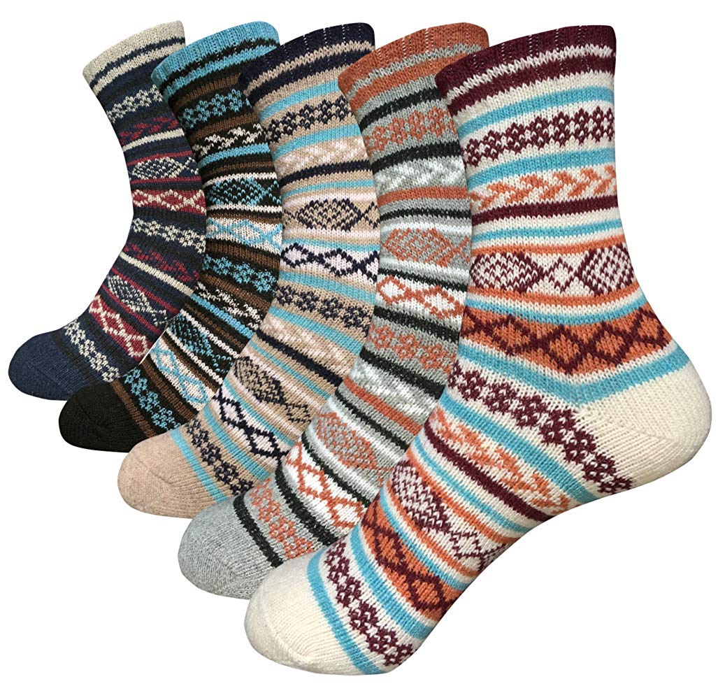 5 Paris Womens Wool Crew Winter Warm Socks Vintage Thick Knitting Thermal Casual SocksSize 6-11-image-431917568