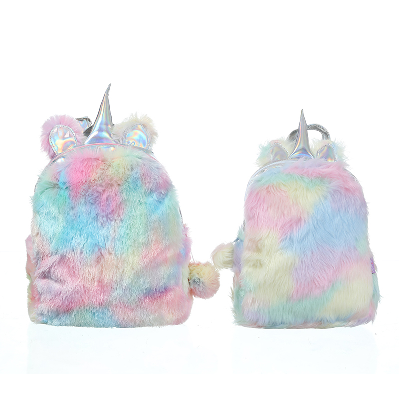 2018 New Winter Unicorn Backpacks For Women Teenages Girls Colorful Fur Leather Schoolbag Female Travel Shoulder Bolsa Mochila