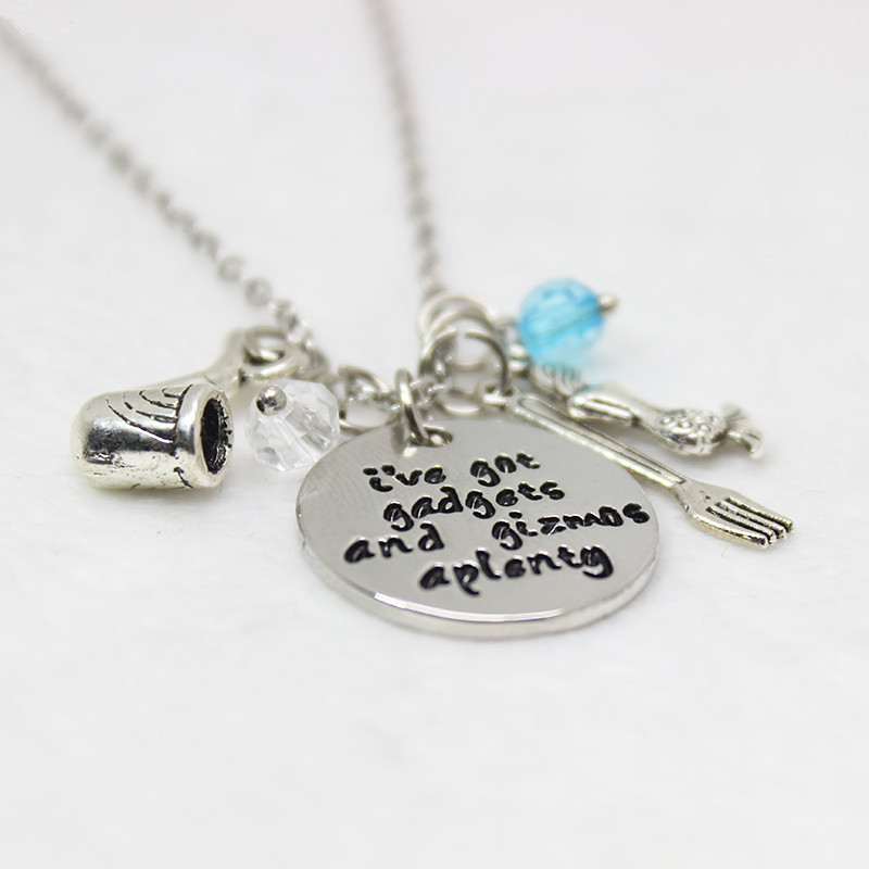 

wholesale 12pcs/lot Little Mermaid Inspired Necklace. I've got gadgets and gizmos aplenty"pendant necklace, for wo'men Jewelry gift, Silver