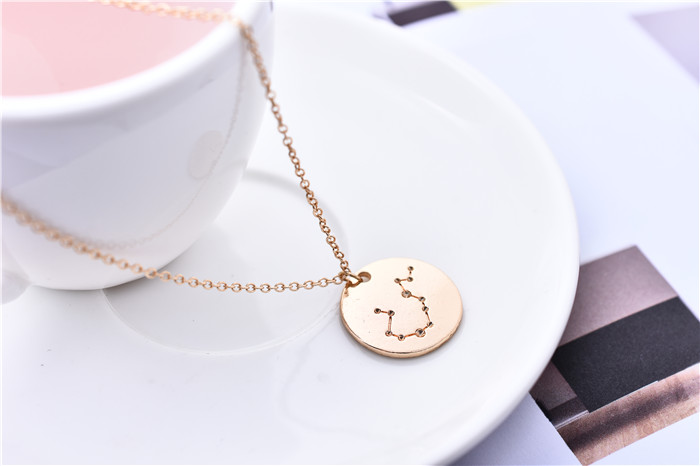

30pcs Tiny Aquarius Constellation Necklace Aquarius Star Sign Zodiac Pattern Coin Pendant Necklace Jewelry Astrology Birthday Gift