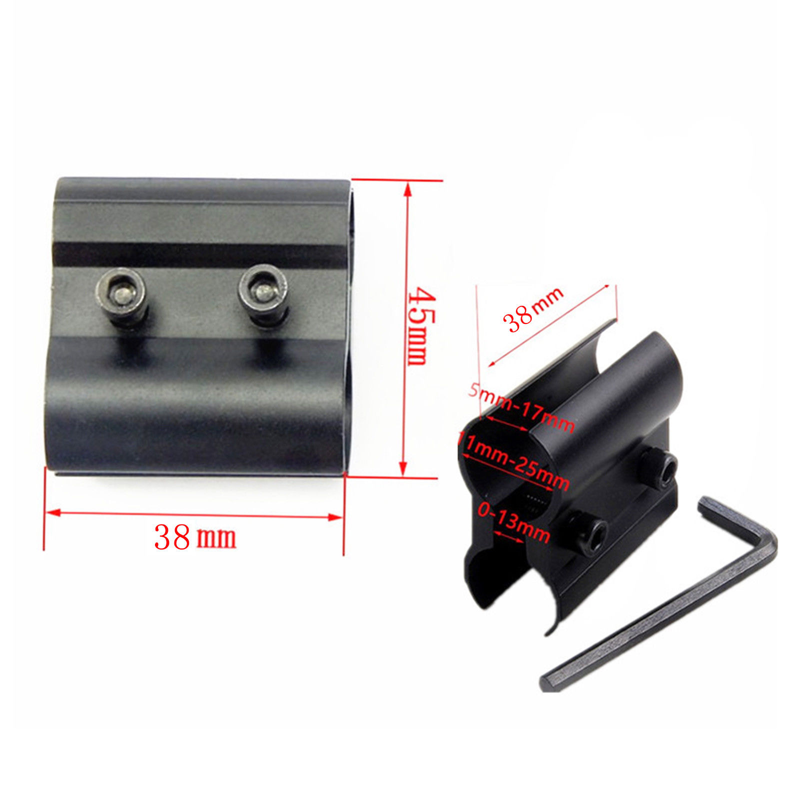 

1pcs Shotgun Rifle Pistol Barrel Flashlight Scope Laser Tube Clamp Mount Black