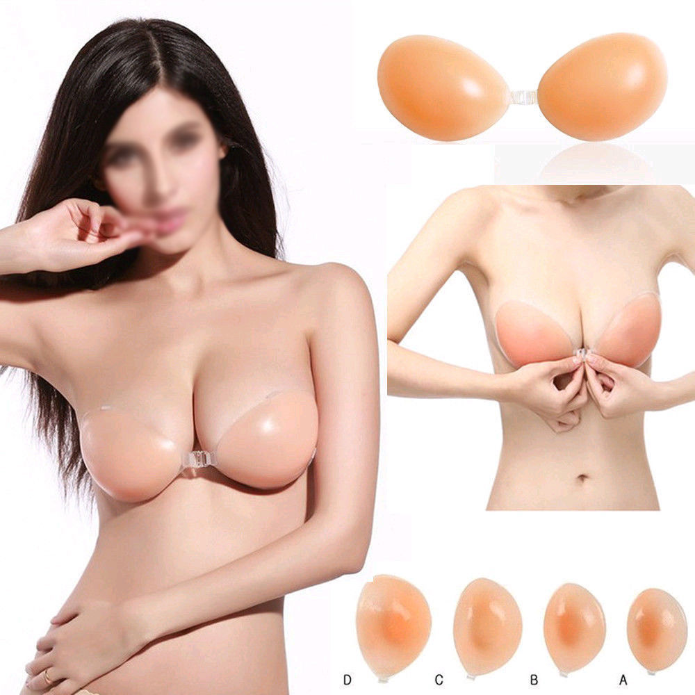 

Sexy Women Intimates Silicone Bra Nipple Cover Seamless Invisible Bra Chest Pads Anti Bump Reusable Silicone Breast, Black;white