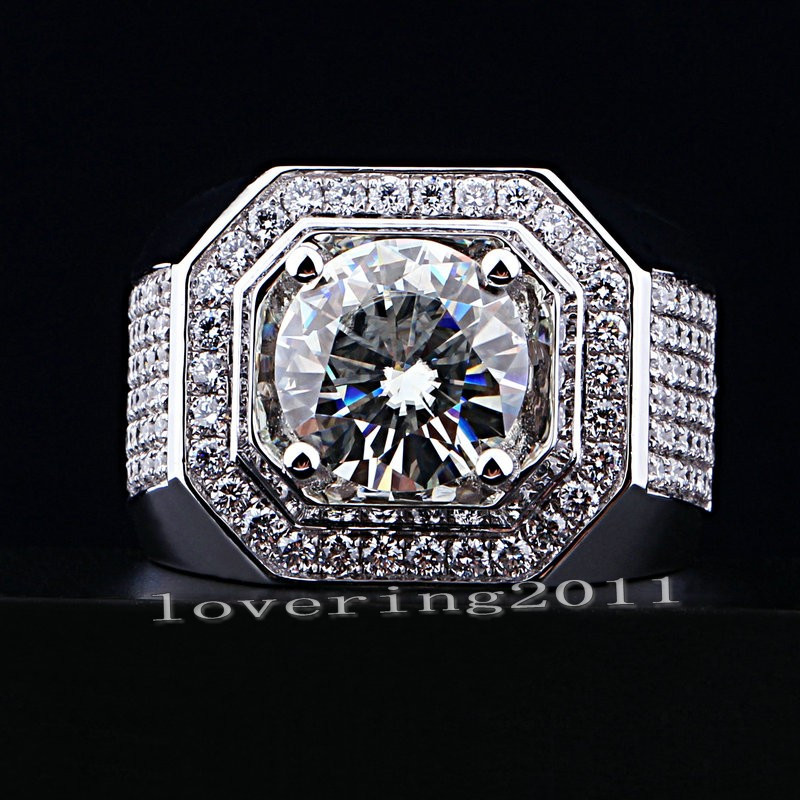 

choucong Men Round cut 8mm Stone Diamond10KT White Gold Filled Engagement Wedding Band Ring Set Sz 5-11 Gift, Slivery;golden