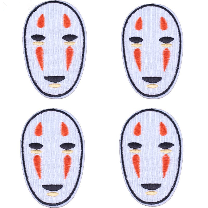 

Spirited Away Iron On Patches JAPAN Cartoon No Face Cloth Patch Embroidered Badge Cartoon Garment Apparel, Black