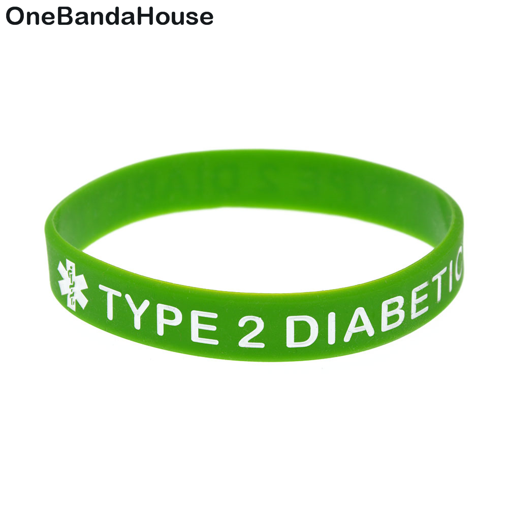 

100PCS TYPE 2 DIABETIC Silicone Rubber Bracelet Great For Daily Reminder By Wearing This Colourful Jewelry