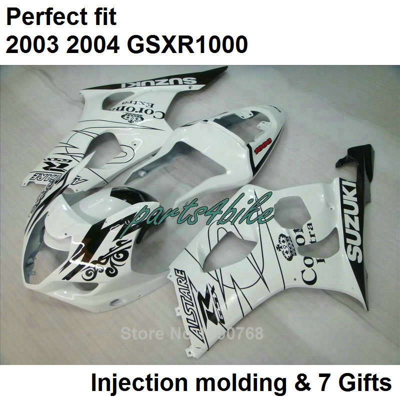 

White black fairings set for SUZUKI GSXR 1000 K3 2003 2004 fairing kit GSXR1000 03 04 bodywork GSXR1000 VD89, Multi-color