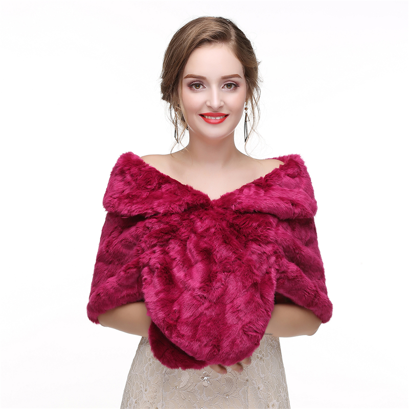 

CMS30 Bridal fur stole, Classical Bridal Faux Fur Shawl Shrug Thick Winter Pashminas for Wedding or Show, Color as picture