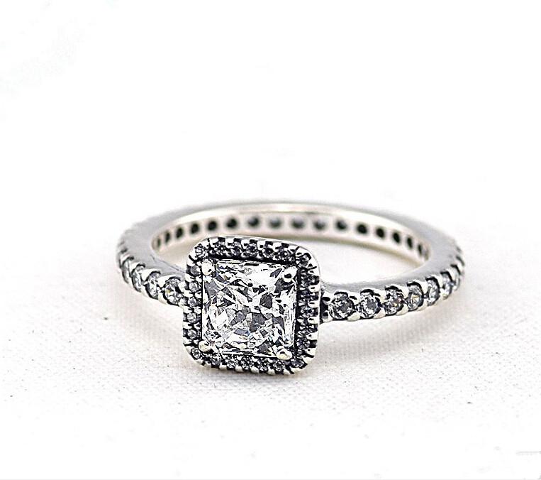 

925 Sterling Silver Rings Timeless Elegance Square Ring Original Fashion Engagement wedding Rings DIY Charms Jewelry For women