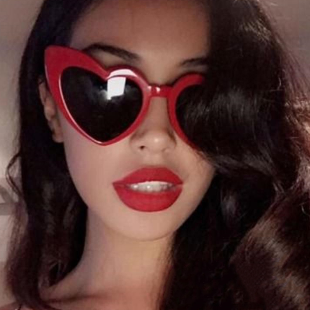 

Heart-Shaped Sunglasses Peach Heart Sunglasses Soft Sister Harajuku Cute Glasses Beige Autumn And Winter New High Quality