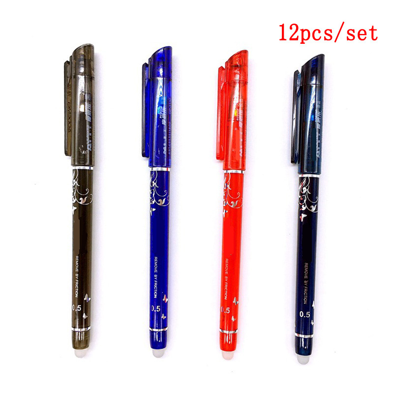 

DELVTCH 12pcs/set Erasable Pen Ink 0.5mm Gel Pen 4 Color Avaliable for Children's Gift Office Student