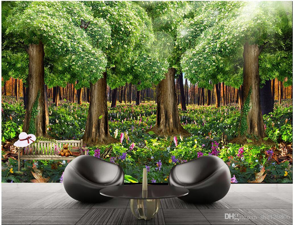 

3d room wallpaper on a wall custom photo mural Forest full of flowers background wall living room 3d wall murals wallpaper for walls 3 d, Colorful