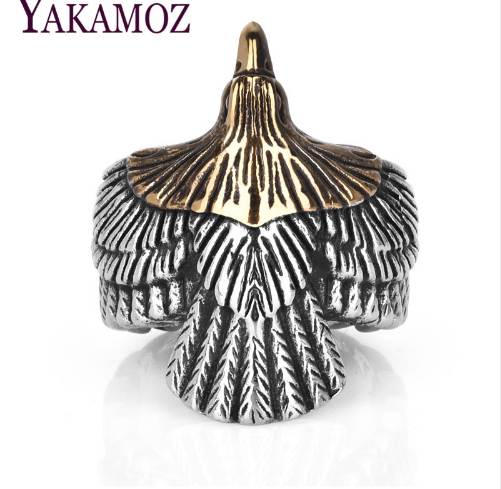 

YAKAMOZ Punk Style Eagle Big Rings for Men Vintage Biker Male Rings 316L Stainless Steel Rings Hip Hop Jewelry Christmas Gift