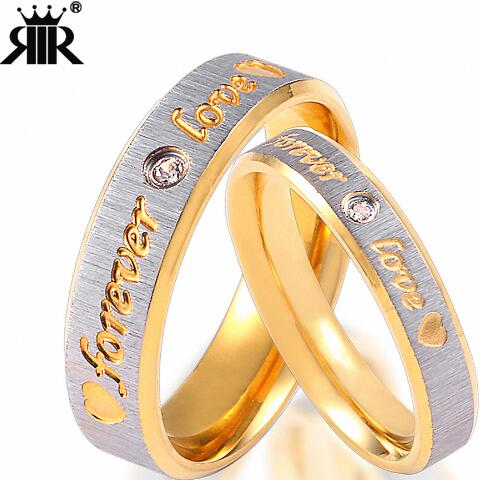 Or 18K cœur creux solitaire bande Femmes Acier Inoxydable Partie Ring Taille 6-8