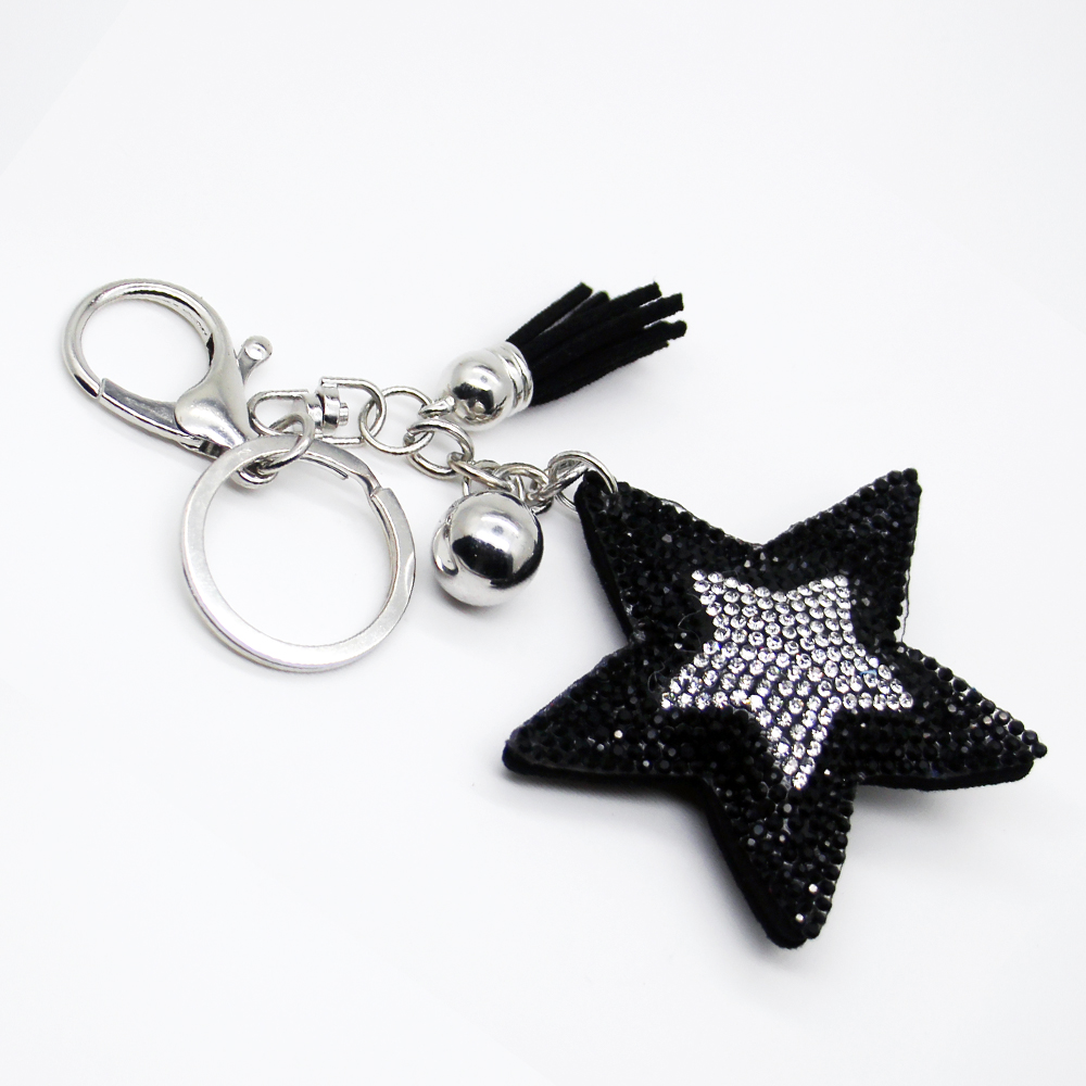 

Fashion PU leather star rhinestone tassel key chain surprise gift for family