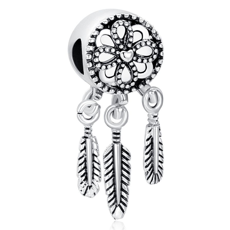 

30pcs / Lot Fashion Silver & Rose Gold Alloy metal a dream catcher design Beads Fit European Charm DIY Bracelet Making MT6, Black