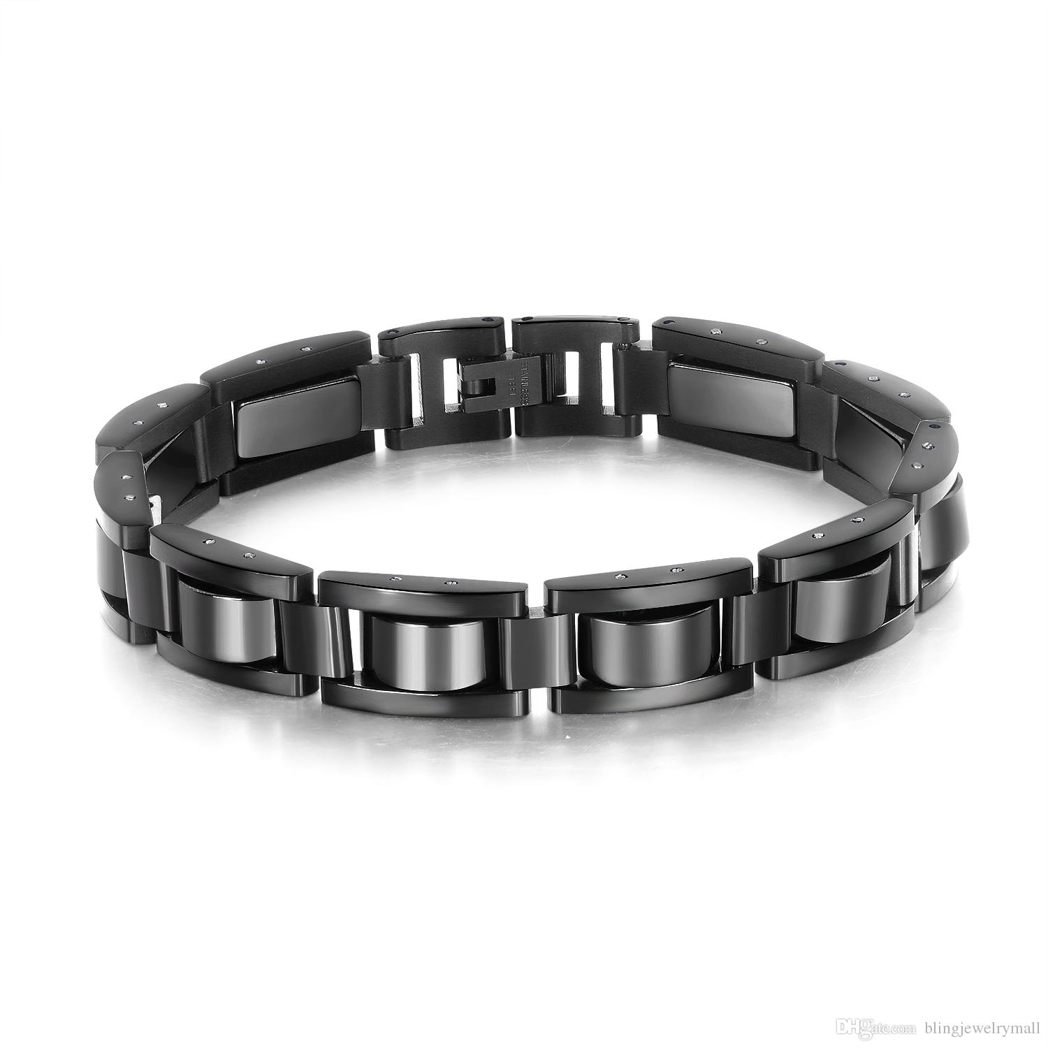

316L Stainless Steel Bracelets Magnetic Hematite Bangles Link Chain For Men Male Adjustable Length Punk Bracelet Jewelry GS751