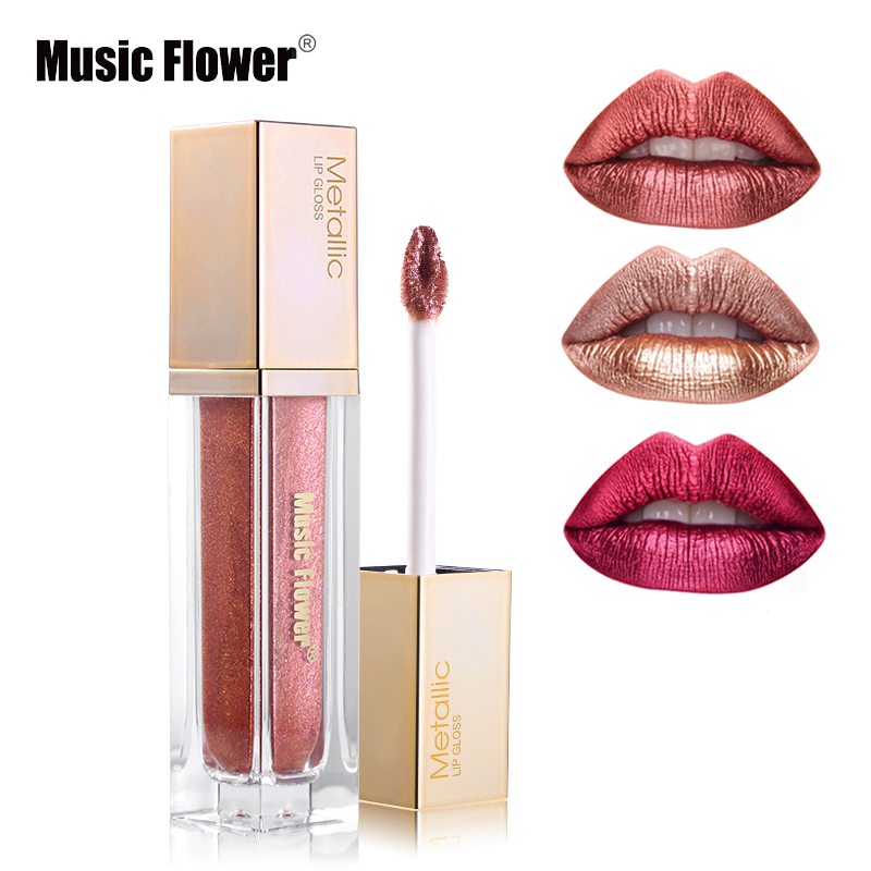 

Music Flower 8 Colors Metallic Liquid Lipstick Waterproof Diamond Shine Lip Gloss Creamy Paint Moisturizer Pigment Cosmetic, Mixed color