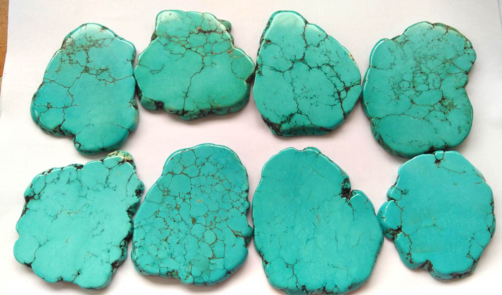 

Large 70-90mm(3inch+) Turquoise Cabochon Veins Slab Stone For Phone Sockets Pop Grips Magnesite Free Form phone ,belt 1pcs, Blue;slivery