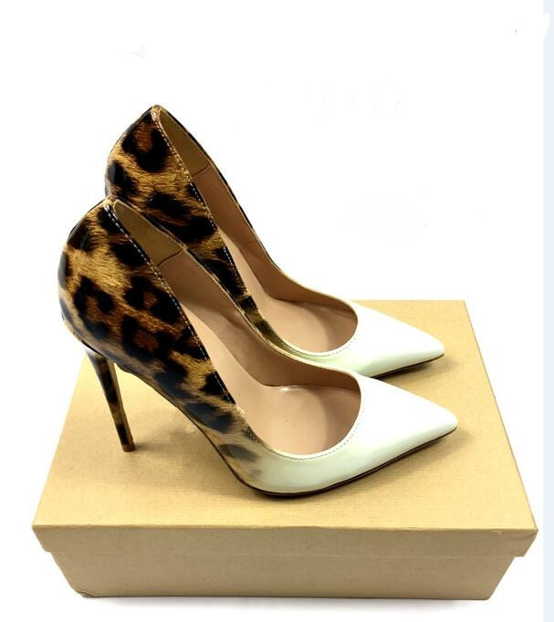 

Top Quality Leopard Gradual Change Color Women lRed Bottom Pumps Pointed Toe Thin High Heels 2018 New Fashion Luxury Women Shoes, Original box +