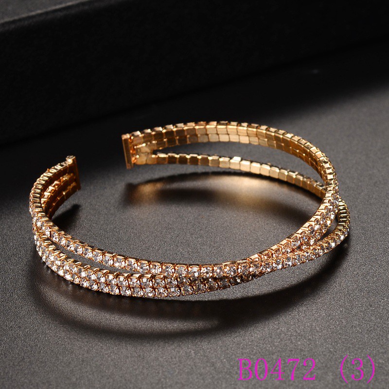 

3pcs Fashion open mouth Crystal Bangle Bracelet for Women Sparky Multilevel Rhinestone Bracelets & Bangles Femme Jewelry B0472