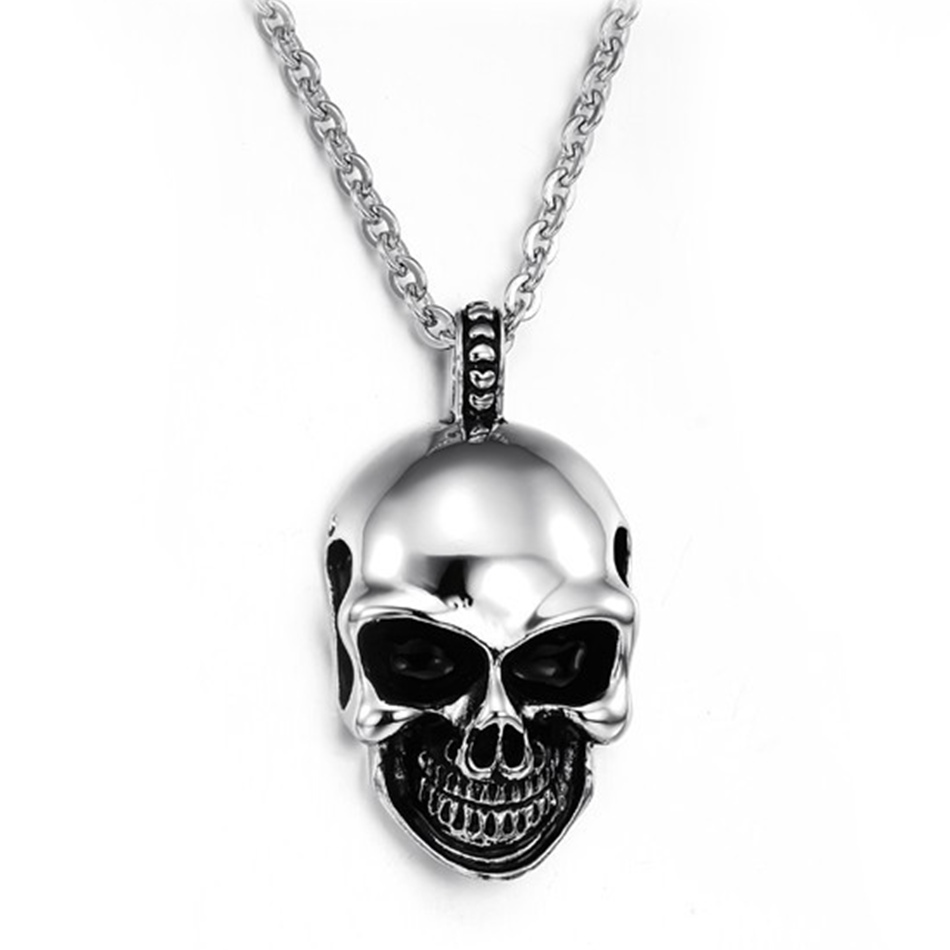 

10pcs Alloy Fashion Exaggeration Personality Skull Charm Pendant Necklace Antique silver Men's Necklace Jewelry DIY