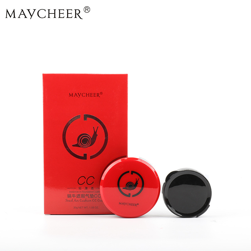 

MAYCHEER Snail Air Cushion CC Cream Light Thin Breathable Essence-in-Foundation Moisturizing Oil-control Nutritious Skin Face Makeup, 03 moisturizing