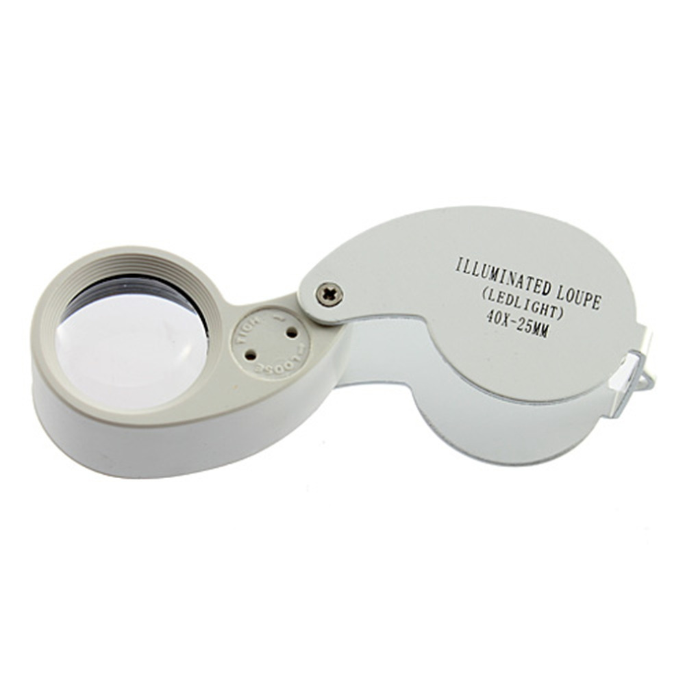 

Magnifying Loupe 40X 25mm 40X25mm 40 x 25 Jeweller LED Light Glass Magnifier wholesale Dropshipping New Free Shipping