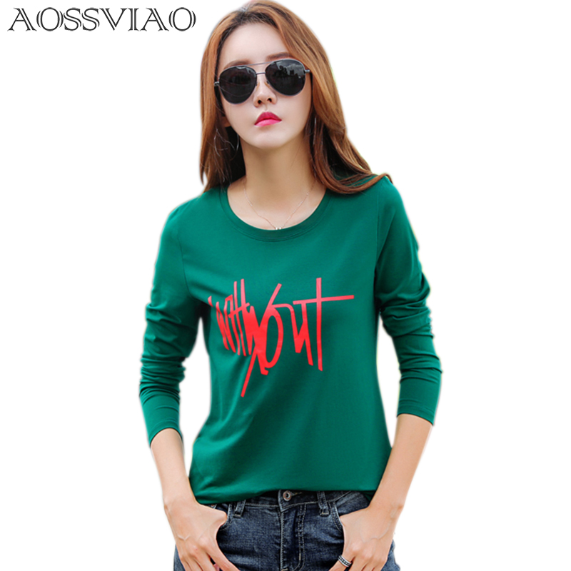 

Letter Print T Shirt Harajuku T-Shirt Women 2018 Autumn Winter Casual Long Sleeve T Shirt Plus Size Punk O-Neck Tops Tees, Black