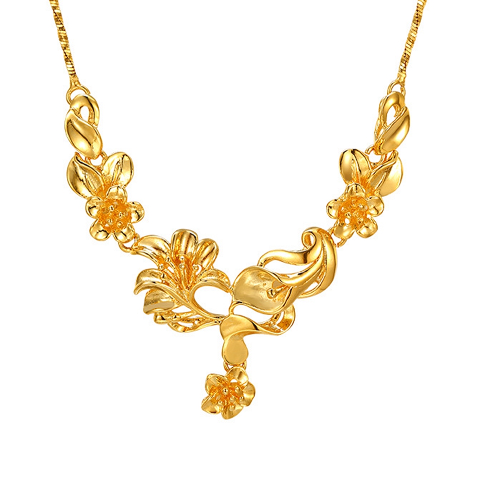 Beautiful Flower Pendant Chain Collar 18k Yellow Gold Filled Womens Pendant Necklace Gift Fashion Accessories Classic Style-image-427781725