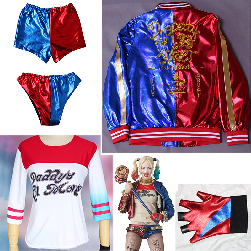 Hot Harley Quinn Cosplay Halloween Costume Women Suicide Jacket Shirt Full Set Wig Joker Fancy Party Costumes Squad-image-409104383