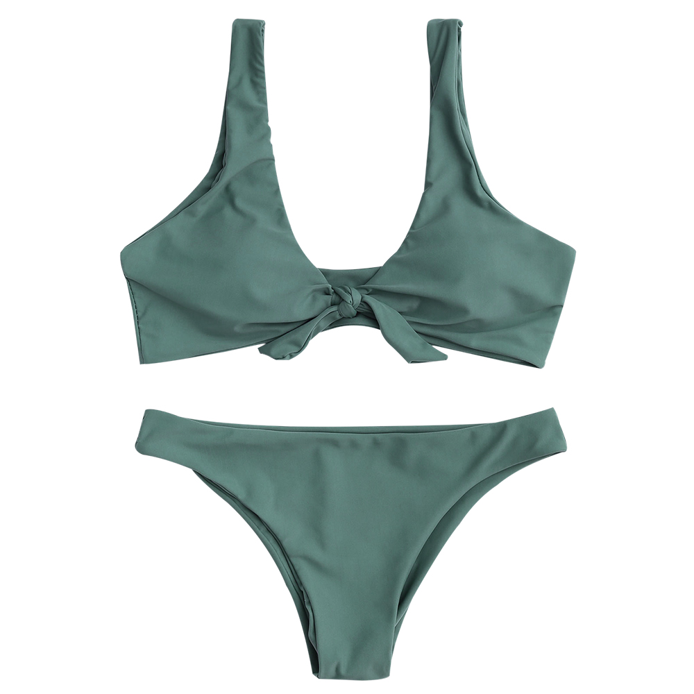 Women Bikinis Push Up Bikini Set Swimwear Knotted Scoop Neck Female Swimsuit Biquini Brazilian Beach Bathing Suit-image-411597391