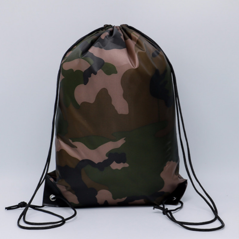 

Logo Custom Camouflage Drawstring Bags Camo Drawstring Bag Clothes Shoes Bags Outdoor Hiking Sport Gym Dance Backpacks Nylon Oxford Materia