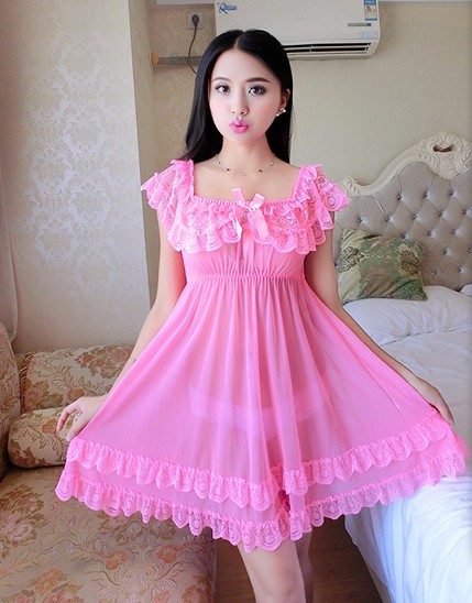 High quality Top New Women&#039;s Lace Sexy lingerie V-Neck Sexy Sleepwear Plus Size M-2XL Women&#039;s Babydoll Underwear Intimate nightgown 5co-image-410774327