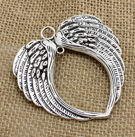 

hot 20Pcs/lot Vintage Silver Angel Wings Charms Metal Big Pendant For Jewelry Making 65*69mm, Bronze;silver