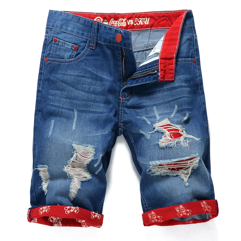 

Men Fashion Jeans Summer New 2018 Hip Hop Denim Ripped Hole Jeans, Nobelt usasize9901-1
