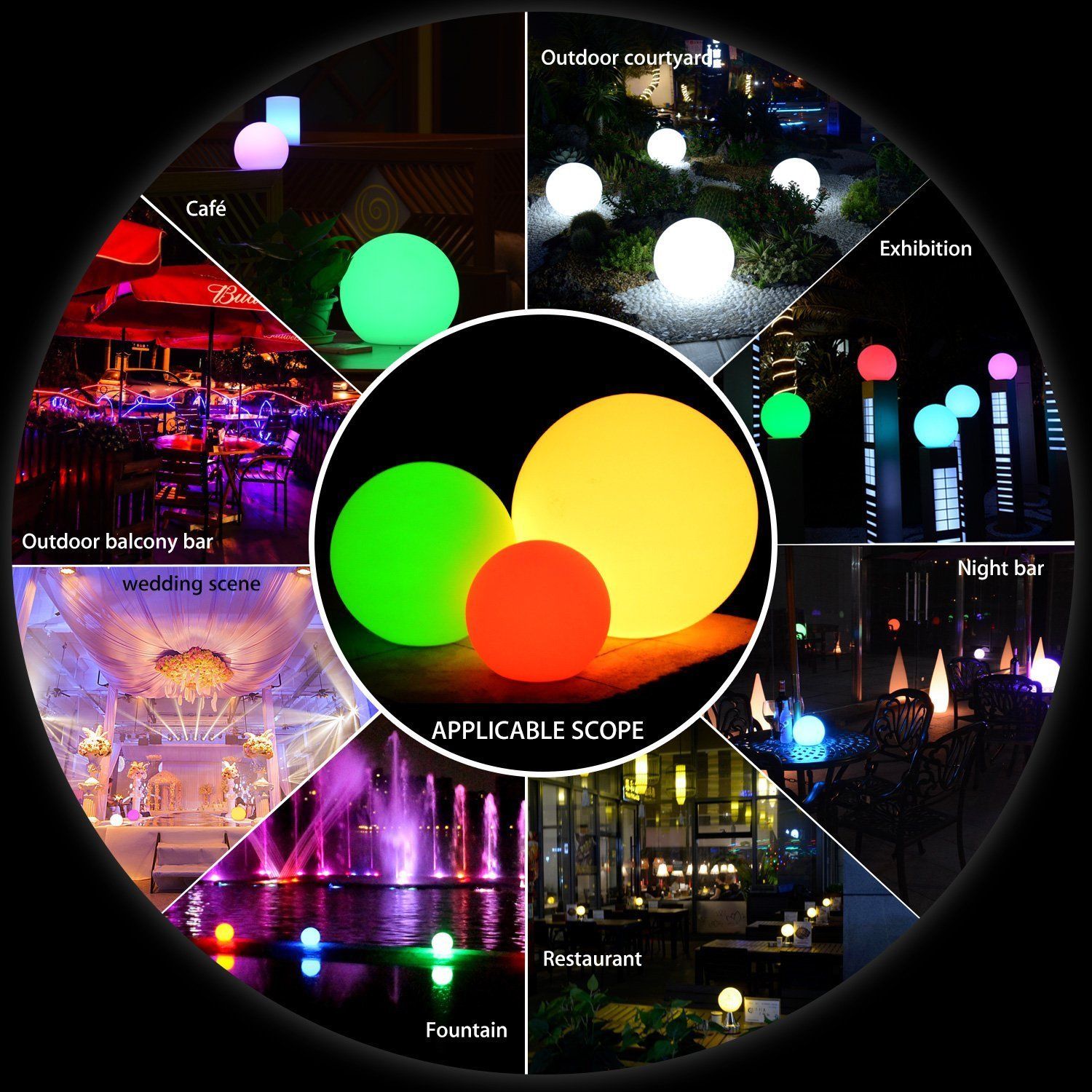 

lawn lamp 7 Color RGB LED Floating Magic Ball Led illuminated Swimming Pool Light IP68 Outdoor Furniture Bar Table Lamps With Remote