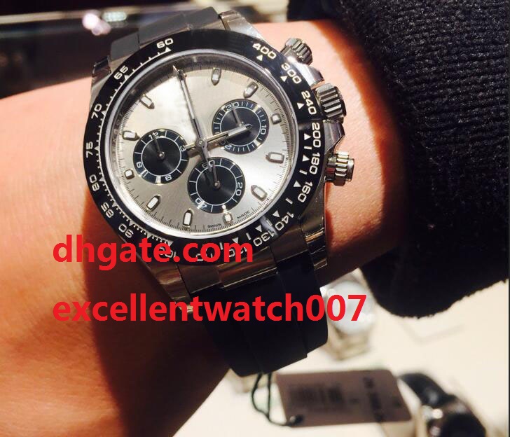 

Top High Quality gray Dial 40MM 116519 116519LN Rubber Strap 18k Rose Gold Asia ETA Movement NO Chronograph Automatic Men's WatchES, Silver