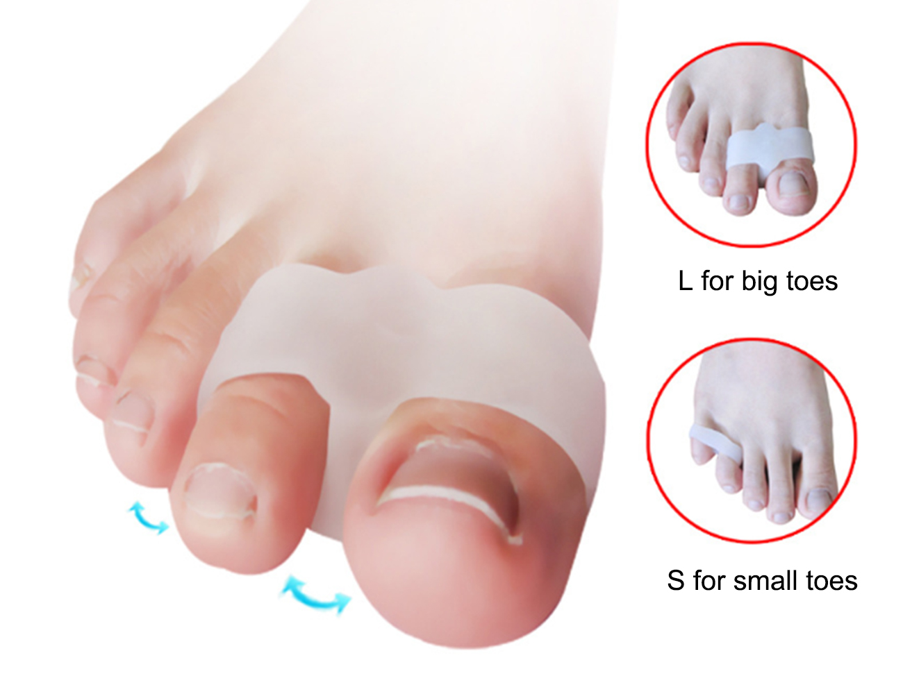 

Elitzia ETFt018 Foot Care Hallux Valgus Double Ring Silicone Toe Separator Daily-use