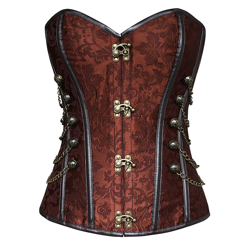 Red and Black Overbust Steel Boned Buckled Corset