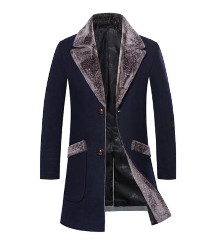 2018 hommes automne et hiver manteaux mince longue section avec col de fourrure manteau décontracté manteau mode tempérament sauvage trench homme