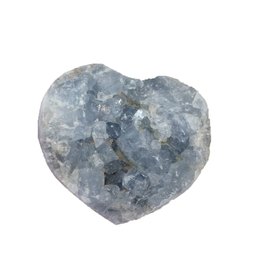 

DingSheng Gift Natural Celestite Geode Heart Figurine Drusy Cluster Crystal Jade Quartz Mineral Love Specimen Wedding Holiday Party Decoration