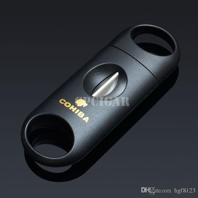 

Hot Sale New Arrival Portable COHIBA Cigar Cutter Metal V Shaped Blade Plastic Cigar Cutter