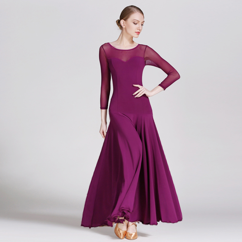

Standard Ballroom Dress CHEAPEST Standard Dance Dresses Waltz Dress (D0404) 6 Colors with Long Net Sleeve, Blue