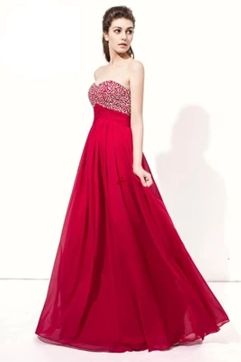 

2018 In Stock Sexy Sweetheart Crystal A-Line Formal Evening Dresses With Pleat Sequin Chiffon Prom Party Celebrity Gowns BE26, Same as picture