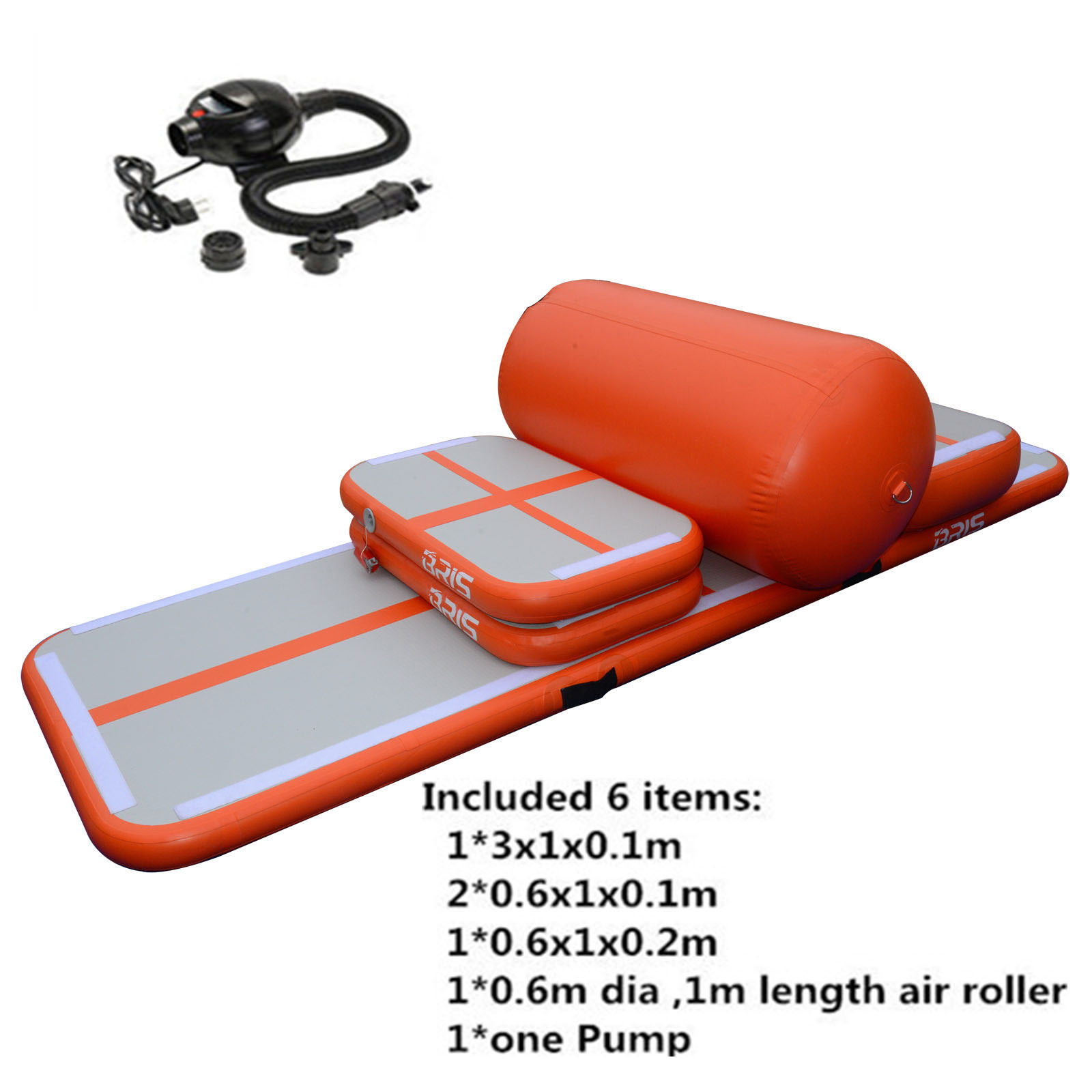 

a set (4 air track+1 roller+1 pump) color inflatable tumbling air track for home use/cheerleading/beach/park and water