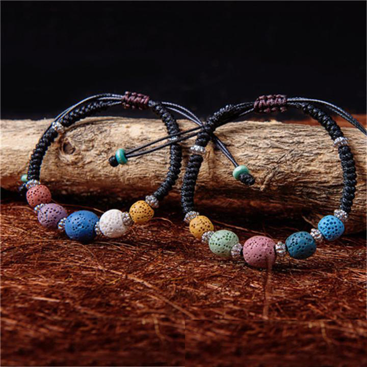 

New Fashion Lava-rock Jewelry Sweet Women Beaded Bracelets Personality Charm Wristband Bangle Adjustable Xmas Gift