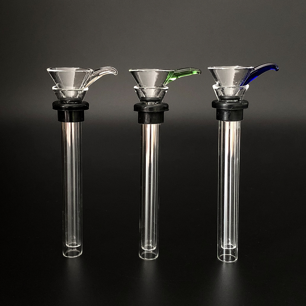 

Glass Male Slides and Female Stem Slide Funnel style with black rubber simple downstem for Smoking Glass Bongs Oil Rigs Water Pipe